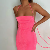 Robe longue dos nu à lacets et haut tube à paillettes